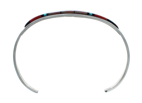 Zuni Multicolor Inlay Sterling Silver Cuff Bracelet NN20132